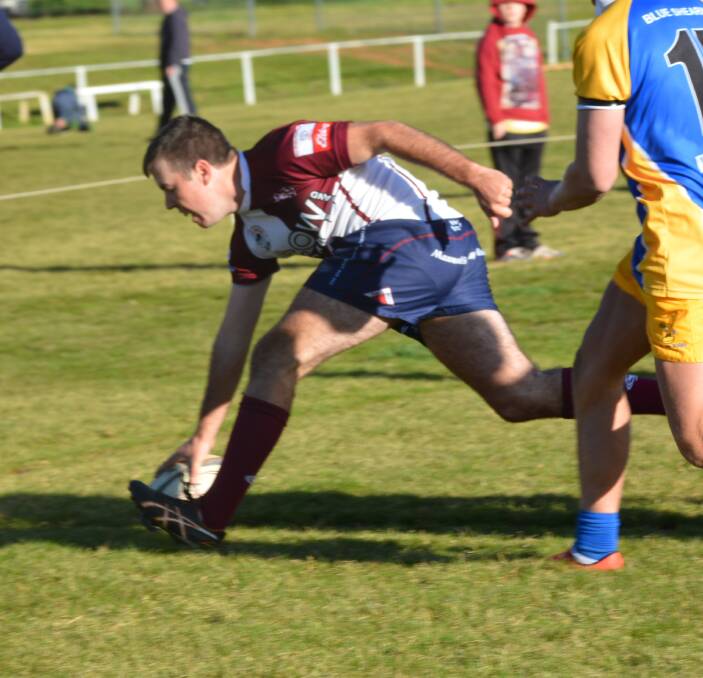 Too good : Mitch Cusack scores a sizzling try against Yeoval.