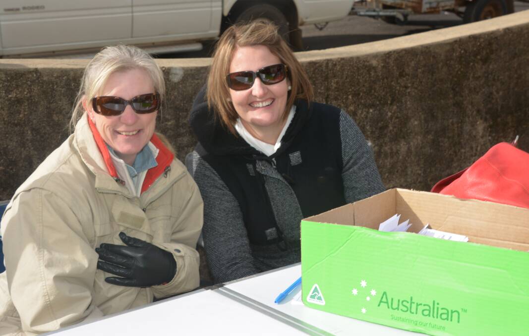 Stella May Miller and Kate Boland were selling wood raffles tickes for Wello Public School.