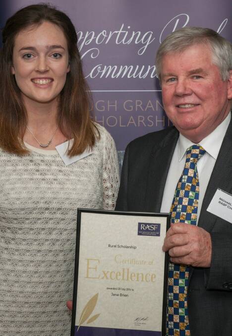 Local champion : Jane Brien receives a scholarship from RAFS cHairman Michael Miller