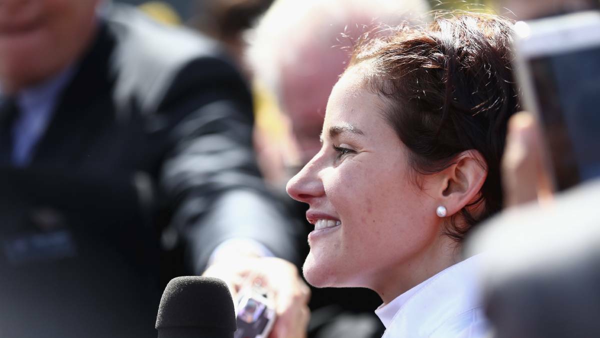 Michelle Payne at the 2015 Melbourne Cup. Pic: Getty Images