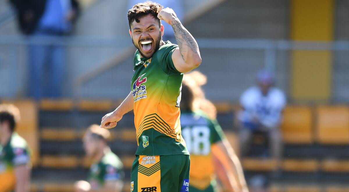 HAPPY ROO: Justin Toomey-White celebrates his Wyong side making the Intrust Super Premiership grand final. Photo: NRL PHOTOS