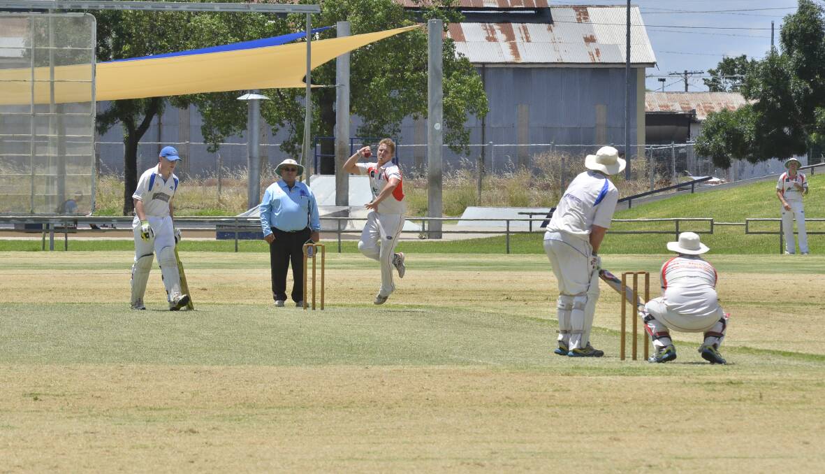 CLASS: Off-spinner Greg Buckley bowling for RSL-Colts against Macquarie on Saturday. Buckley had a rare quiet day but it didn't stop his team from posting a win. Photo: PAIGE WILLIAMS