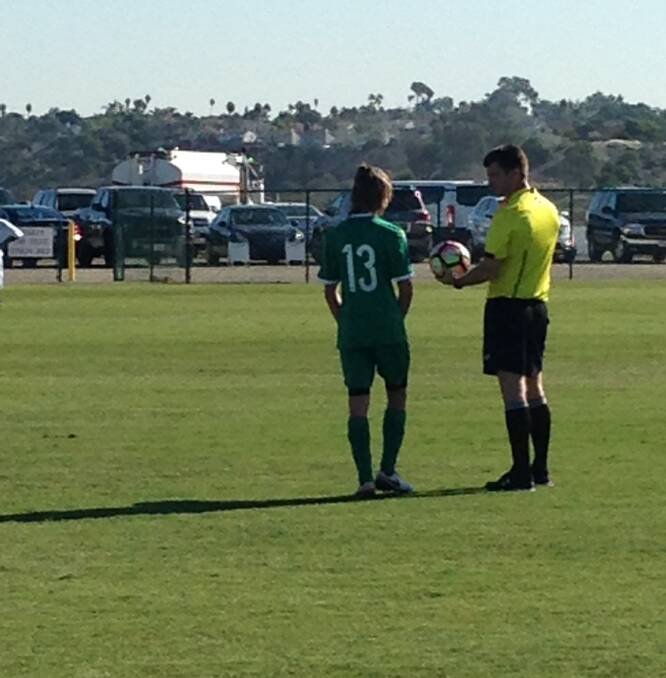 ON TOUR: Will Edwards in action for Football Development Australia's under 16 side. Photo: CONTRIBUTED.