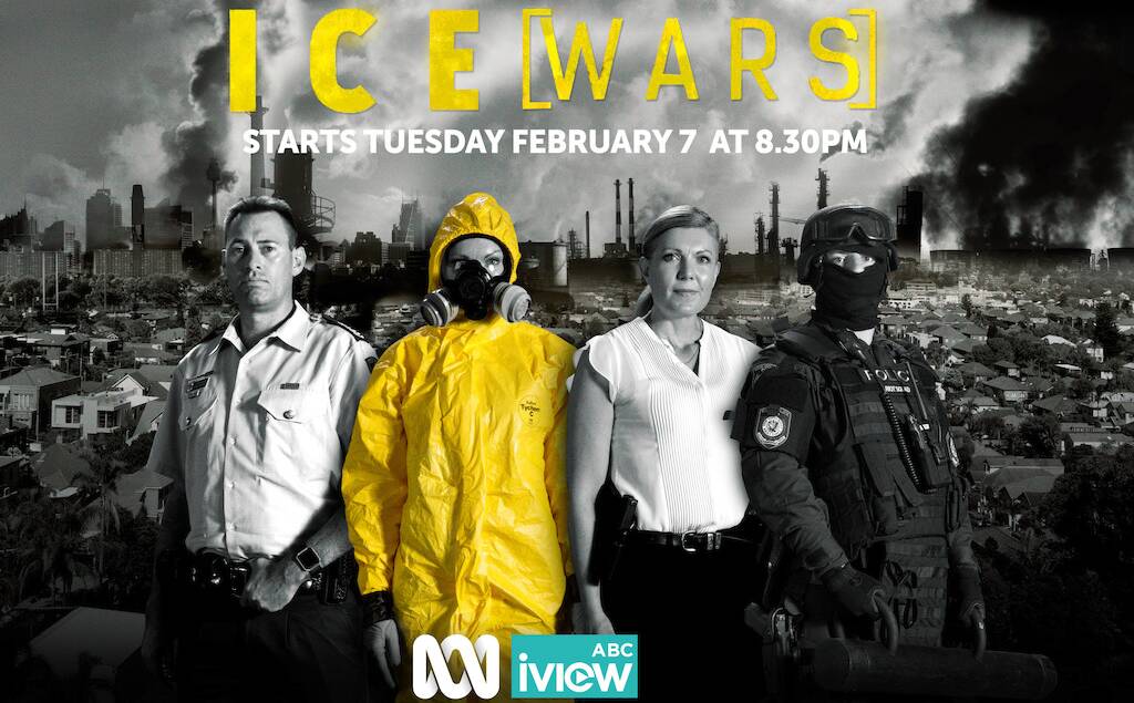TOUGH ISSUE: Senior Sergeant Simon Madgwick (far left) appears in promotional material for the Ice Wars series.