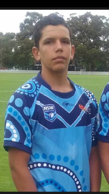 Aaron in his NSW Indigenous Under 16s get-up. Photo: CONTRIBUTED  