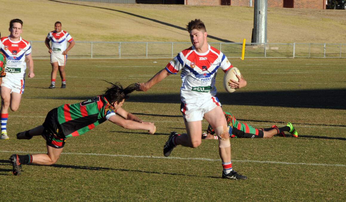 FULL OF RUNNING: Jordan Pope scored a crucial double in last weekend's win over Westside and will line up again this weekend against Nyngan. Photo: NICK GUTHRIE