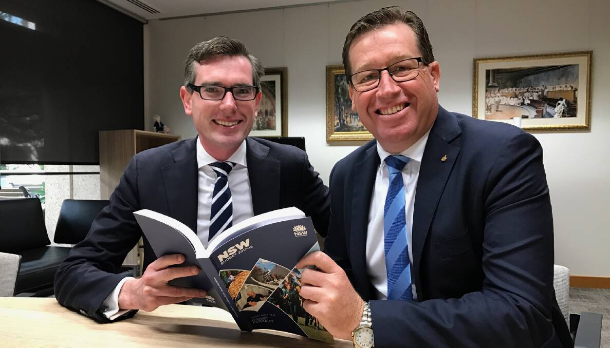 BUDGET TIME: NSW Treasurer Dominic Perrottet with Troy Grant on budget day last week. Photo: CONTRIBUTED