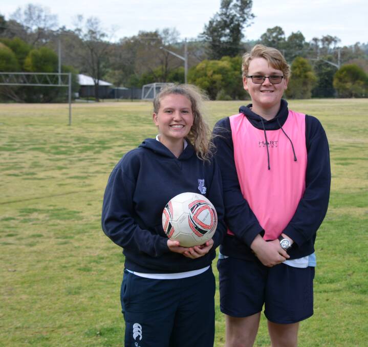 Ambassadors: Wellington High Year 11 student Madi Hannelly and Year 10 student Harry Broome at training in preparation for a trip to Spain as guests of the Real Madrid Foundation. Photo: FAYE WHEELER