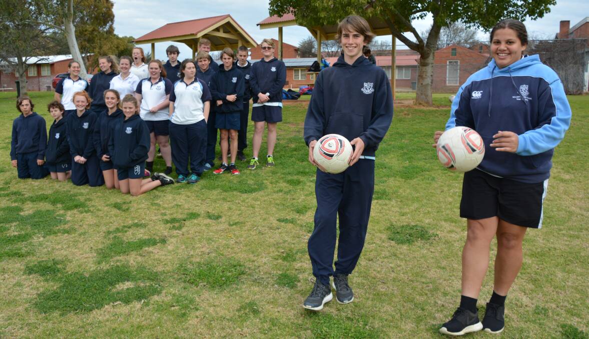 Madrid-bound: Wellington High School's Claude Lewsam and Rhianna Sutherland and their fellow students at training ahead of their trip to Spain as guests of the Real Madrid Foundation. Photo: FAYE WHEELER