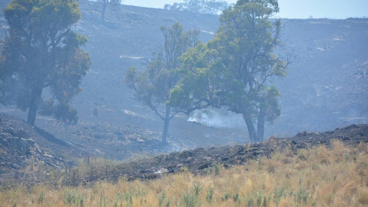 The affects of the blaze in the Wuuluman district on Thursday. Photo: NICK GRIMM