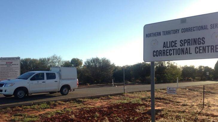 Alice Springs prison officers have blocked the road leading to the correctional centre. Photo: Steve Strike
