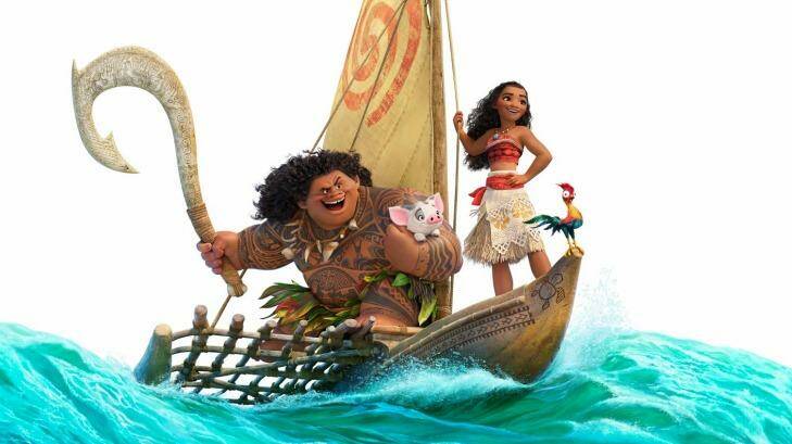 Moana (Auli'i Cravalho) and Maui (Dwayne Johnson) in the animated movie <i>Moana</i>. Photo: Disney