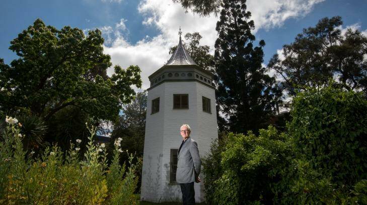 Trevor Pitkin outside the system garden's conservatory tower which dates back to 1856 - three years after the university was established.  Photo: Penny Stephens