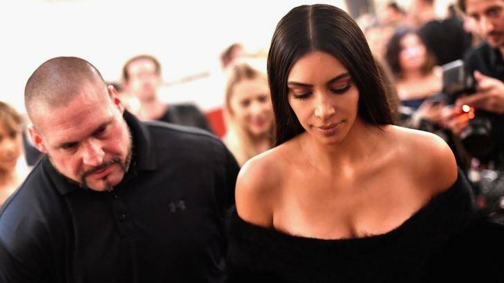 Kim Kardashian West with bodyguard Pascal Duvier in Paris on September 30, 2016 - one week before the heist.  Photo: Jacopo Raule/Getty