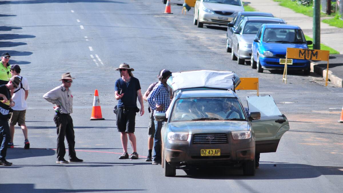 STAR IN OUR MIDST: Nicole Kidman, pictured driving a car, was hard at work in Canowindra on Monday, shooting scenes for Strangerland. Photo: JUDE KEOGH