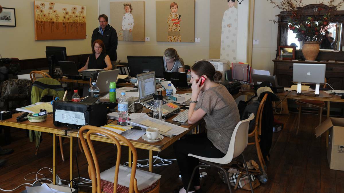 MISSION CONTROL: Staff hard at work in the location office. Photo STEVE GOSCH