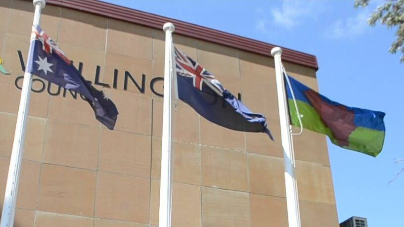 The Central West Republic Flag is raised outside Wellington Council on Wednesday morning.  