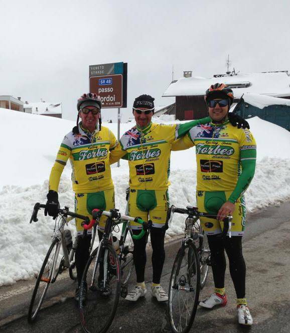 Forbes Cycling Club members Ray Sanderson, Marco Carelli and Jake Devries on a cycling trip in Italy. The flatlands challenge on Sunday May 22 will give them a real change of pace and scenery!..