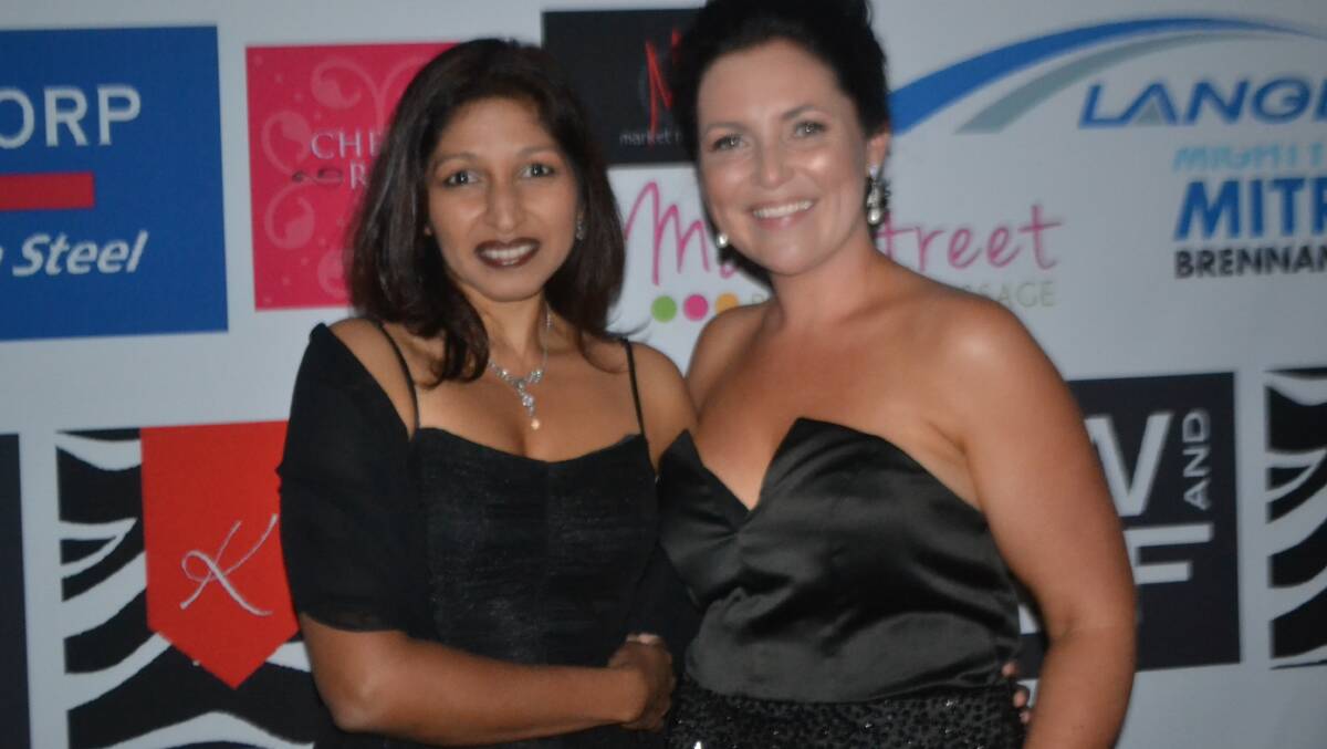 Dr. Brindha Shivalingam and Georgina Cross sending out a strong message about brain cancer at the Brain Ball in Wellington.