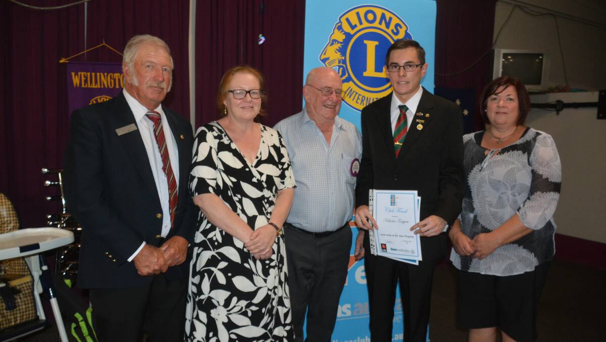 Lions Youth chairperson Peter Perry, Judge Alison Conn, Lions president Vic Devenish, Nick Trappett and judge Maree Thomas
