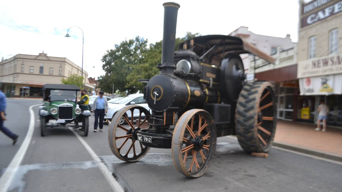 The John Fowler steam locomotive in Wellington's main street on Sunday.