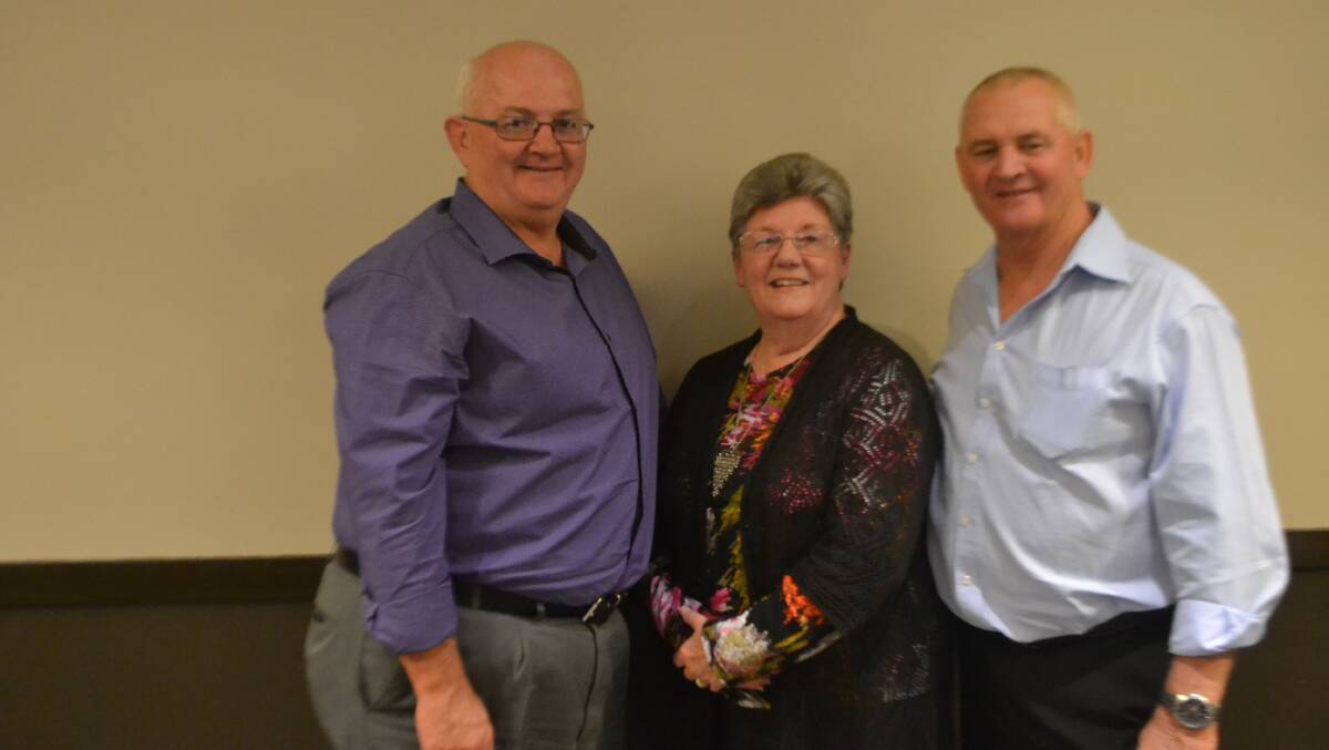 Soldiers club secretary manager David French, Vice president Shirley Drysdale, retiring president Tim Parker