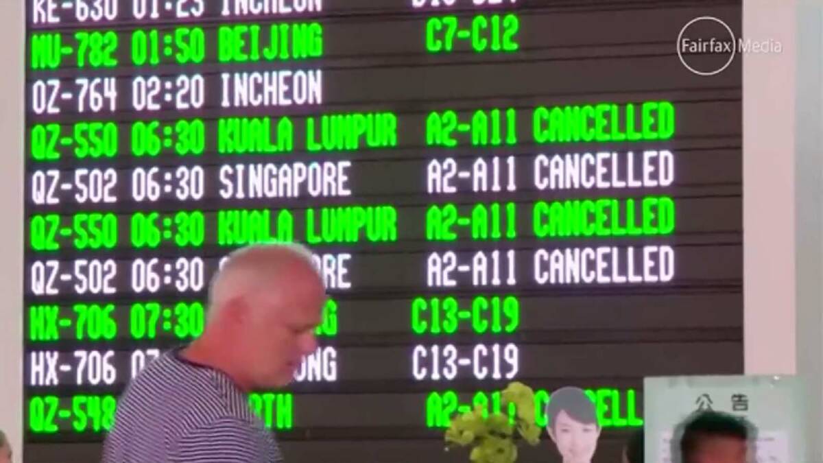 Passengers stranded at the airport in Bali express frustration after their flights are delayed due to an erupting volcano.