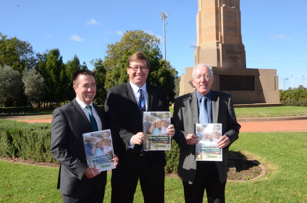 COMMUNITY FUNDING: Local government minister Paul Toole and Dubbo Regional Council administrator Michael Kneipp at the announcement of the Stronger Communities grant. Photo: TAYLOR JURD