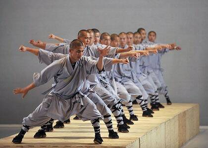 From near and far ... 17 Shaolin monks performed in  Sutra .