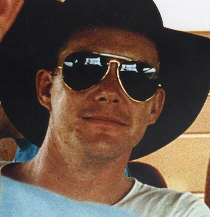 Sunnies and a hat will get you anywhere ... Brendon Abbott, the postcard bandit.