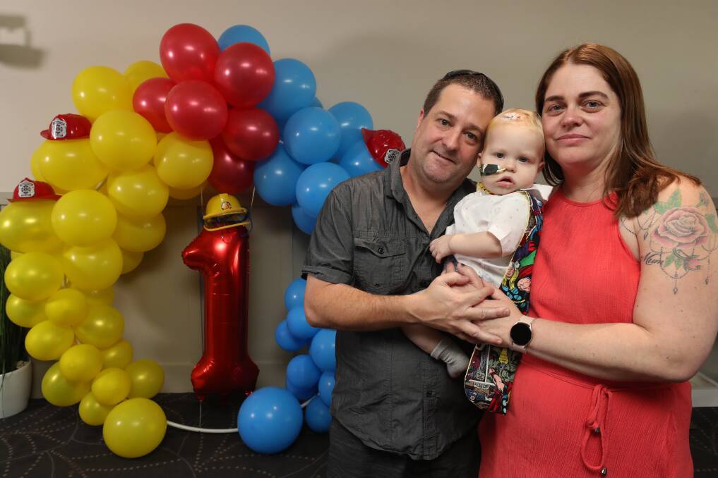 Birthday boy: Alan and Kelly Montgomery celebrated their son Ryder's first birthday with a little help from the community. Picture: Robert Peet