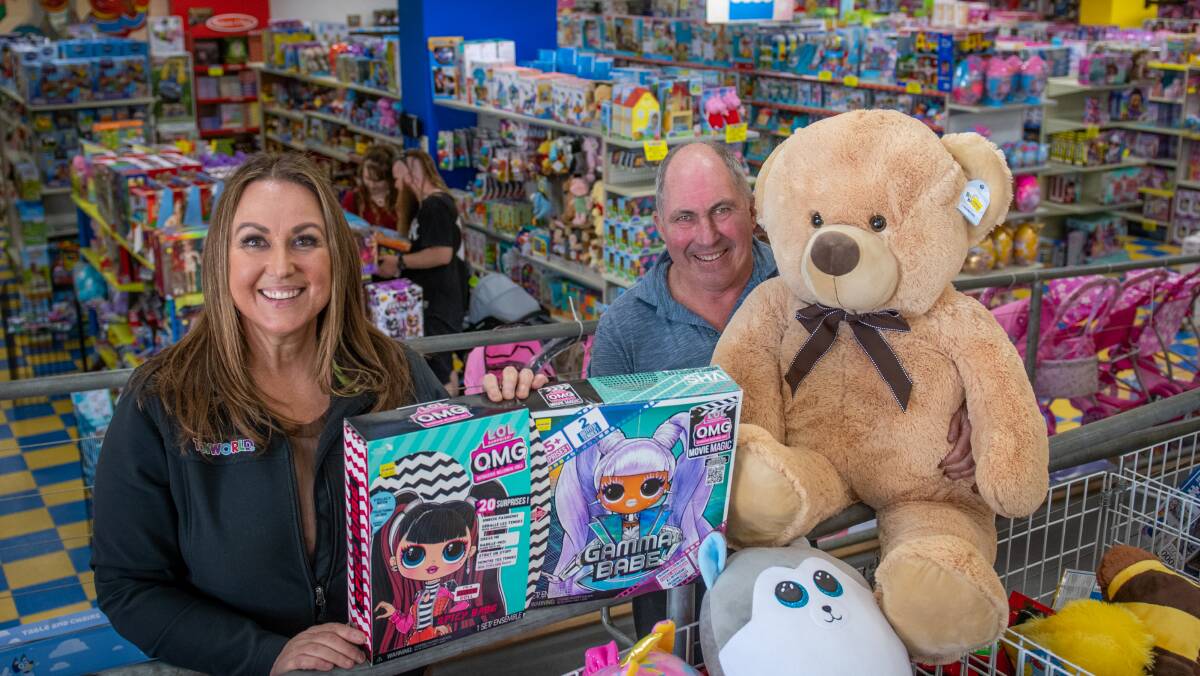 GIFT OF KINDNESS: Toyworld manager Brooke Colquhoun and owner Patrick Williams. Picture: Paul Scambler