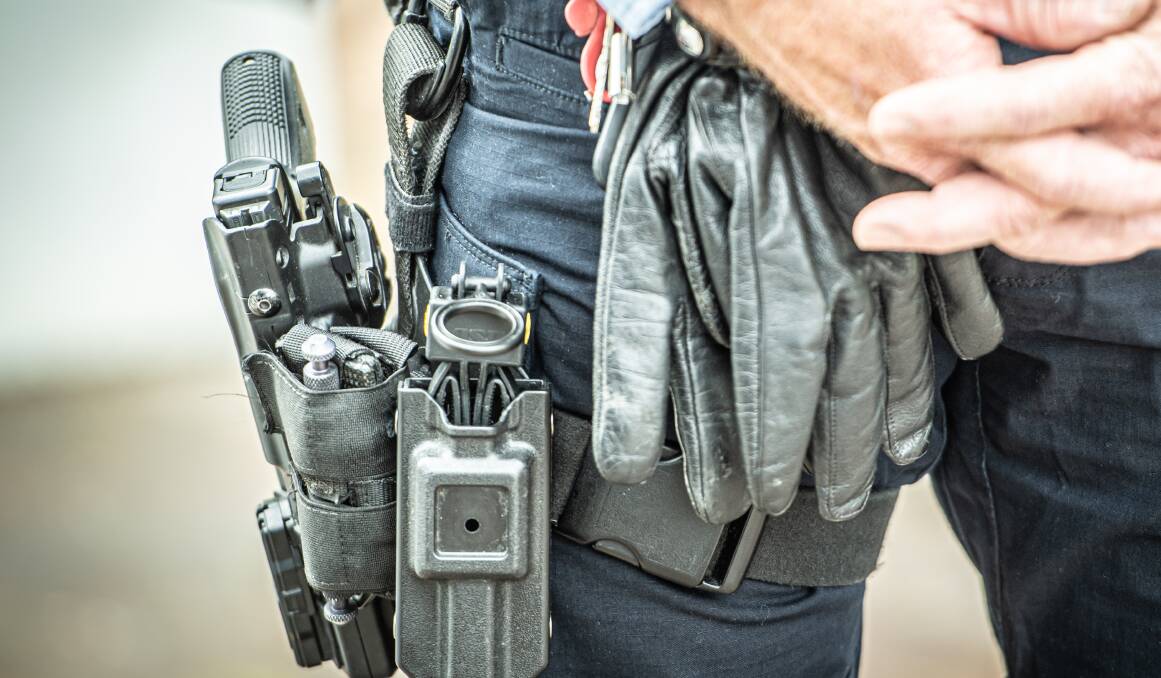 Police service weapon holstered. Picture by Karleen Minney