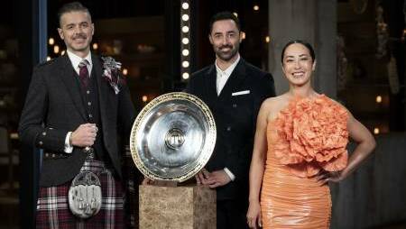 MasterChef Australia judges Jock Zonfrillo, Andy Allen and Melissa Leong during the season finale. Picture supplied