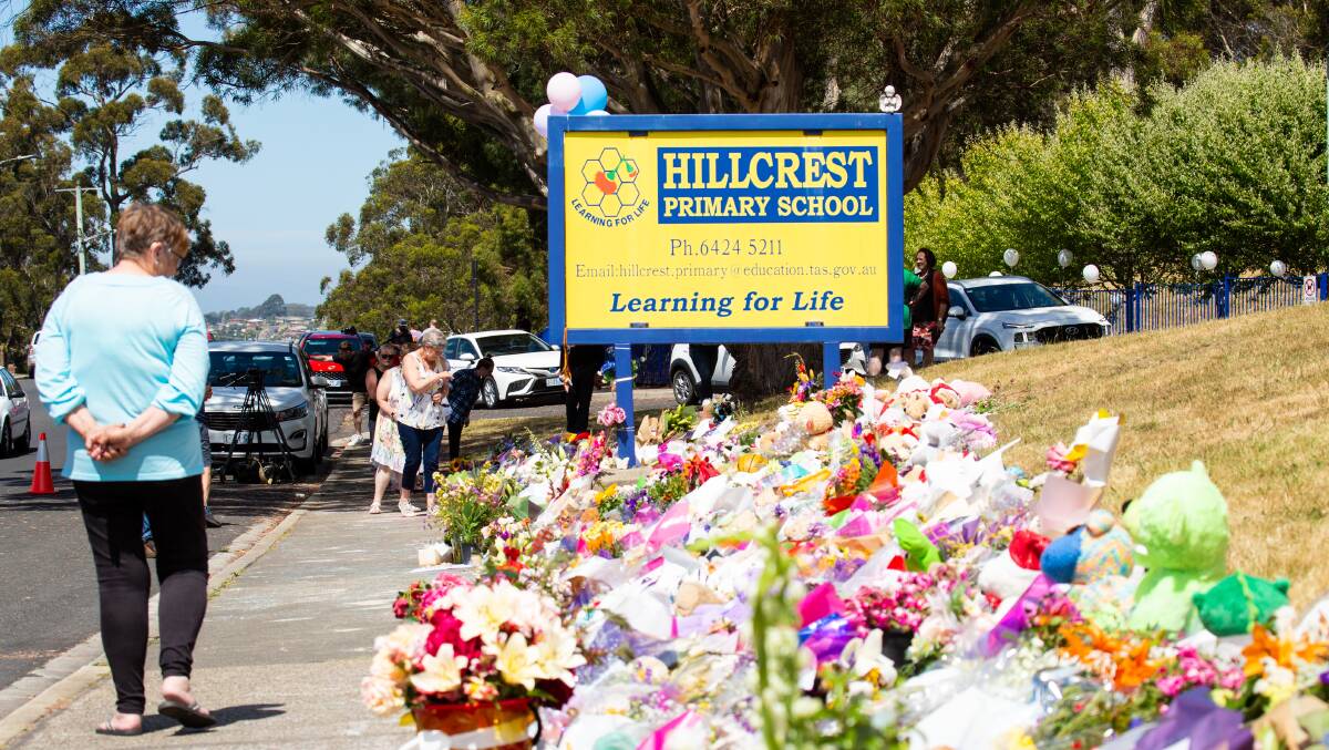 PLAN IN PLACE: The tributes at Hillcrest Primary School will be removed and a permanent memorial is being planned. Picture: Eve Woodhouse 