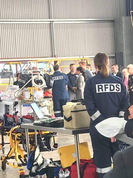 RFDS: Prince Harry and Meghan meeting with members of the Royal Flying Doctor Service in Dubbo. Photo: KAREN JAMES