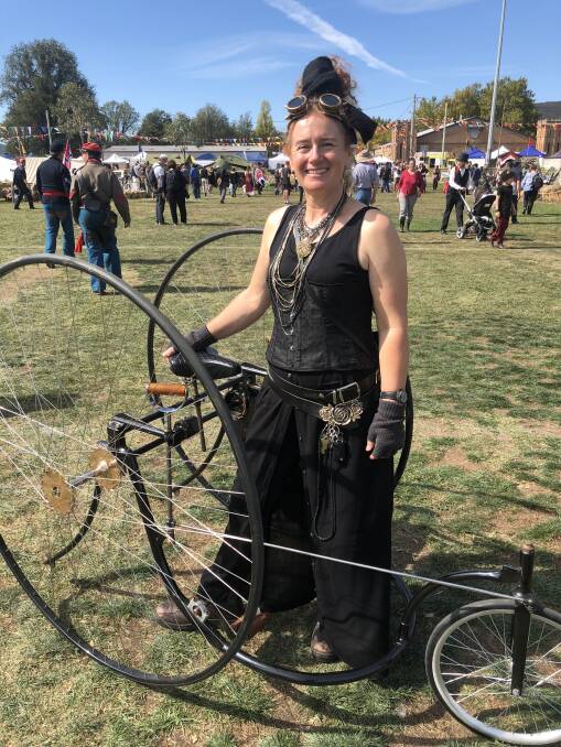 Kennette Waser from Wellington enjoying her first Ironfest in Lithgow on the weekend. Photo: LYNN RAYNER