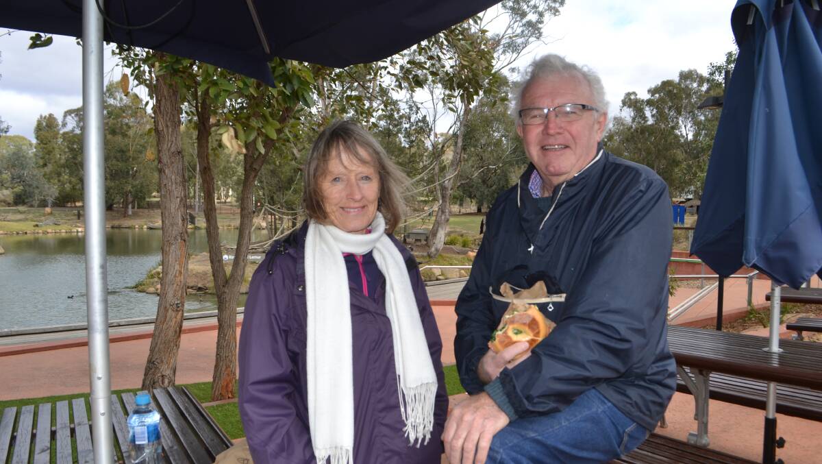 ENCOURAGING RESPONSE: Mary Cochrane and Geoff Fisher spent one night in Dubbo but say they'll likely be back again after hearing about the Great Big Adventure Pass. Photo: RYAN YOUNG