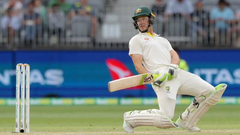 Tim Paine of Australia in action on day three of the second Test match.