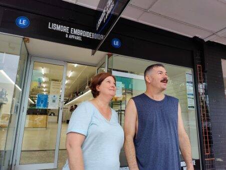 Lismore Embroidery and Apparel owners Libby Hampson and Matt Cutting. Picture: Cathy Adams
