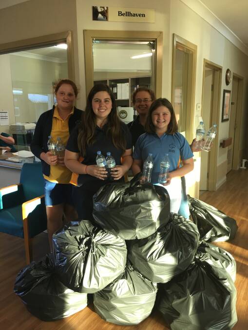 COLLECTION: Members of Wellington's Girl Guides group collected bags of empty plastic bottles for recycling. Photo: CONTRIBUTED