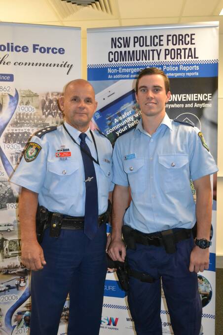 Exciting times: Orana Mid-Western Police District Inspector Dan Skelly welcomes new probationary constable Trent Smith. Photo: FAYE WHEELER