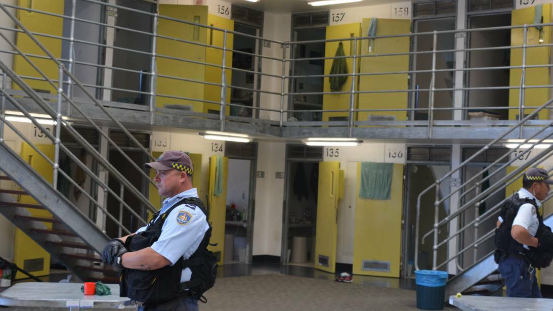 LIFE ON THE INSIDE: Wellington corrections officers inside a maximum security cell block.