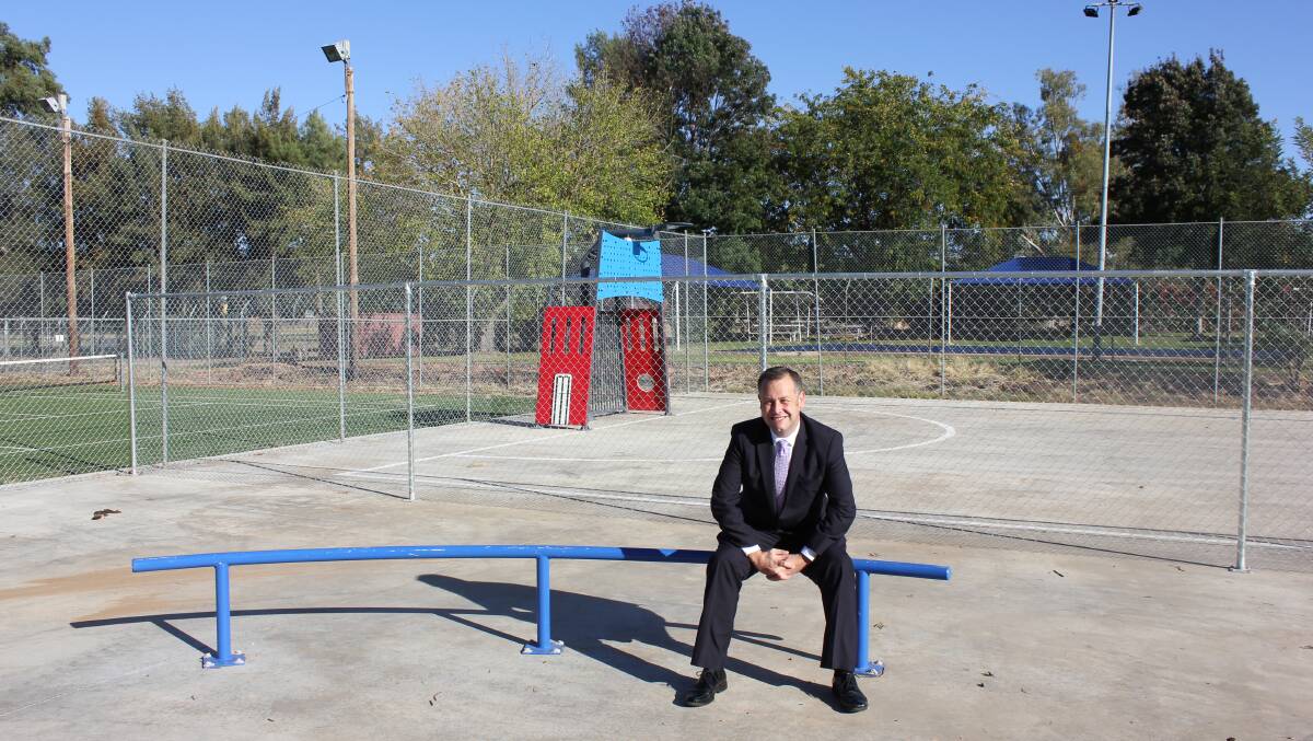 CAPTION: Councillor Shields at the newly installed skate park at Tom Culkin Oval in Geurie. Photo: CONTRIBUTED
