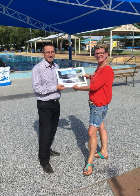 PROJECT: Wellington Amateur Swimming Club life member, Pip Smith, congratulates council's manager recreation and open space Ian McAlister on an inclusive community consultation process. Photo: Contributed