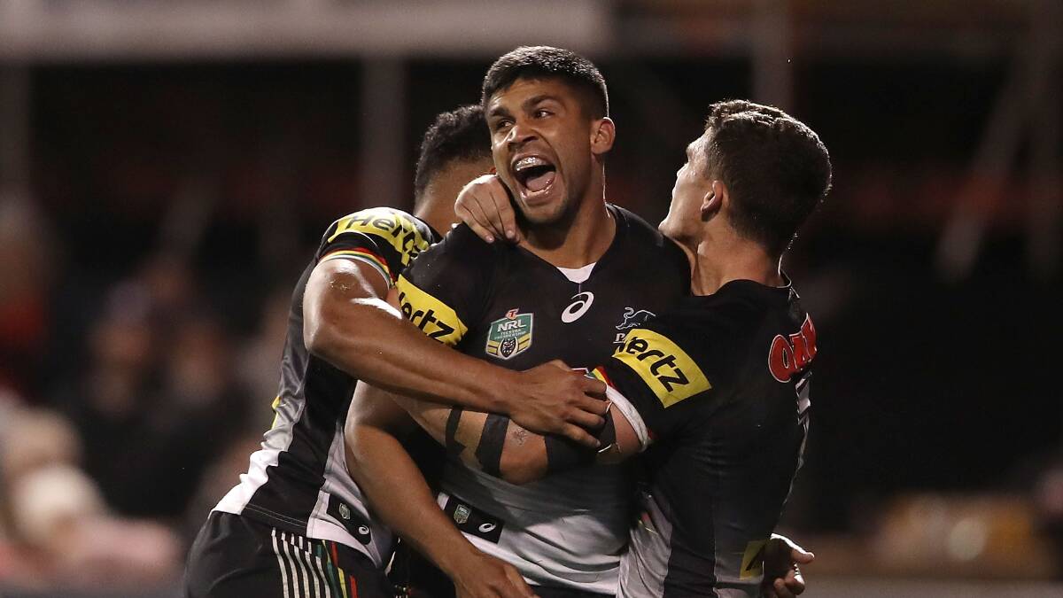 OH YEAH: Wellington product Tyrone Peachey celebrates his stunning, match-winning try, which came in front of family and friends. Photo: GETTY IMAGES