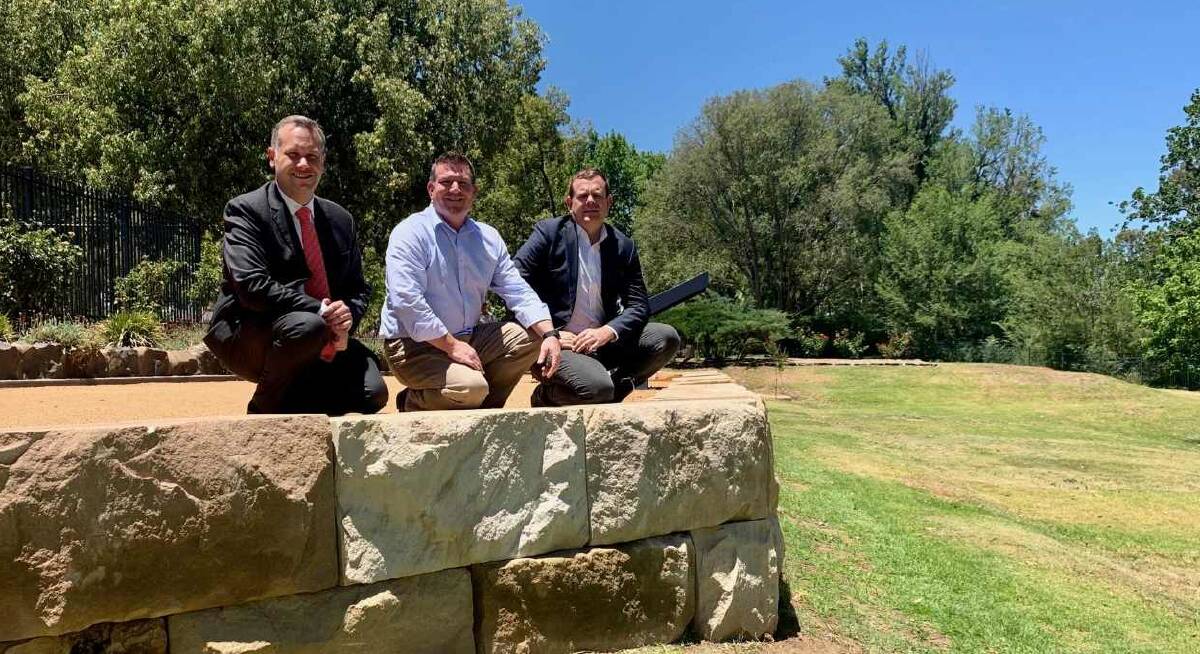Upgrades finished: Dubbo MP Dugald Saunders (middle) with Dubbo Regional Council members Ben Shields and Stephen Lawrence. Photo: Supplied. 