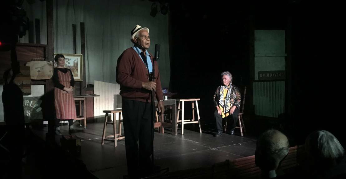 Above: STAGING STORIES: Dick and Ruth Carney on stage at Dubbo. Photo: ZAARKACHA MARLAN 