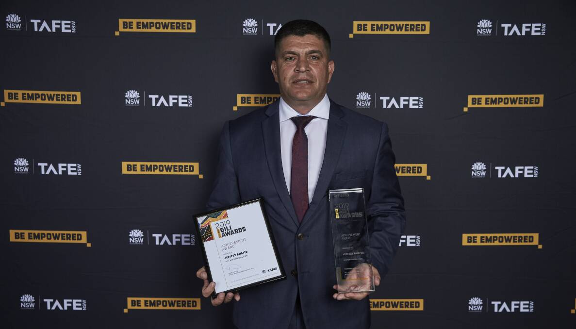 Congratulations: Former Wellington local Jeffery Amatto was recognised for his educational accomplishments at a TAFE NSW awards ceremony. Photo: Supplied. 