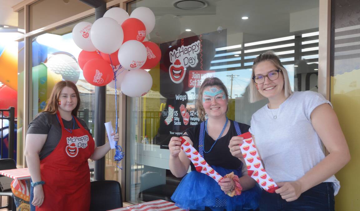 Fundraiser: McDonalds Wellington members Jenna Meyers, Talia Spradbrow and Emma Courts. Photo: Taylor Jurd. 